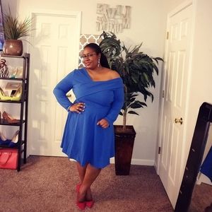 Blue one shoulder dress